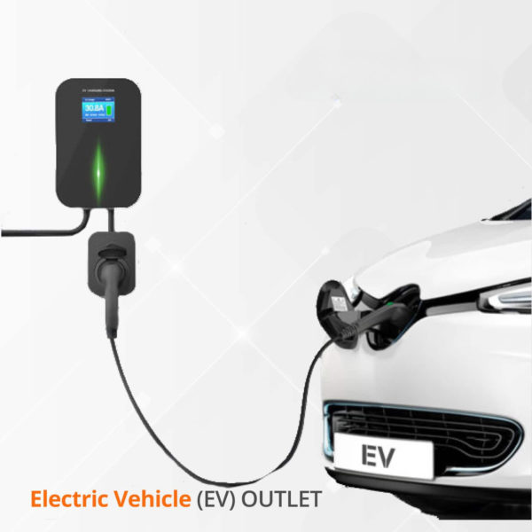 Image of EV charger connected to EV outlet